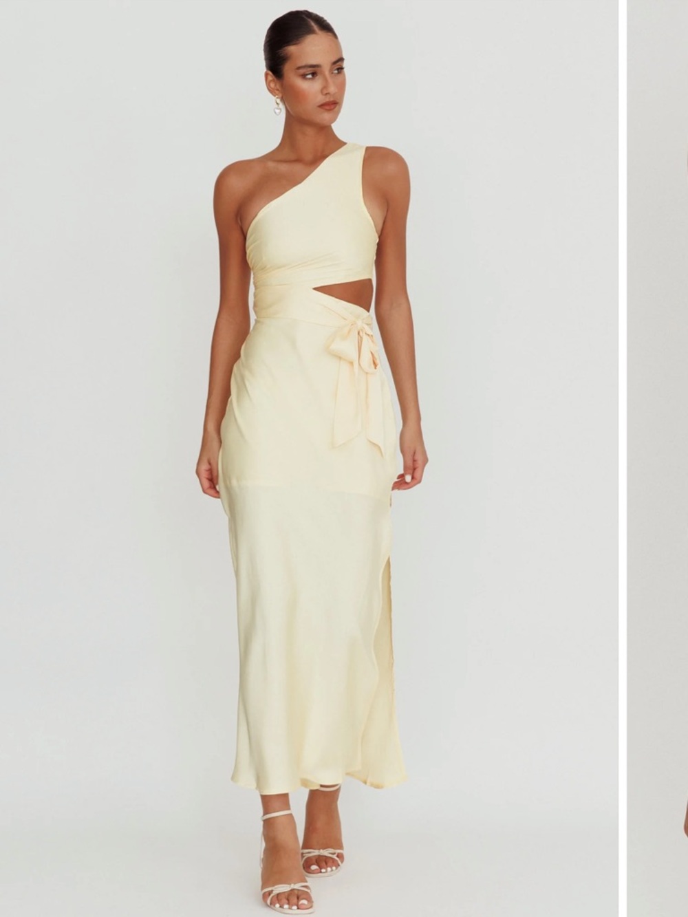 Selfie Leslie-Abloom One Shoulder Satin Maxi Dress Butter